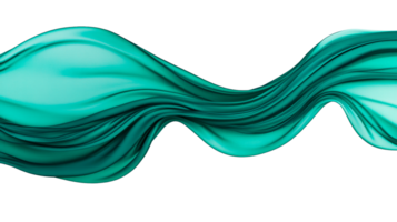 Turquoise fabric waves with smooth texture background, cut out transparent png