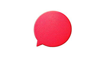 Red textured chat bubble, round shape, isolated element, cut out transparent png