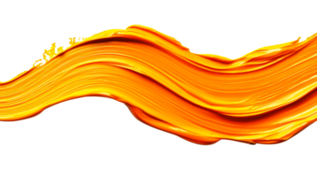 Paint stroke with a rich, golden hue and dynamic texture , cut out transparent png