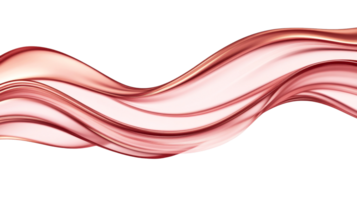 Wavy red abstract shape on black background, elegant flowing forms, cut out transparent png