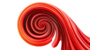 Abstract red spiral wave with glossy effect, cut out transparent png