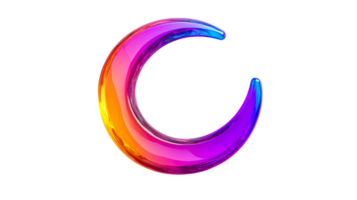 Crescent shape, shiny surface, vivid colors, abstract design, cut out transparent png