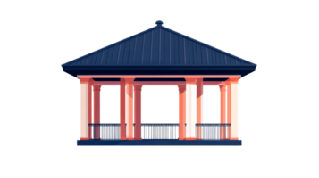 Blue gazebo with pink pillars, architecture design, cut out transparent png