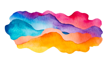 Watercolor layers in vibrant hues, abstract design, flowing forms, cut out transparent png