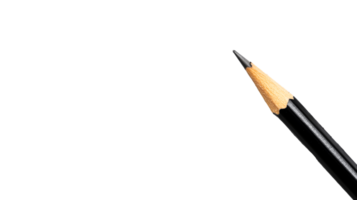 Close up, black pencil in right corner, sharp tip, simple object, cut out transparent png