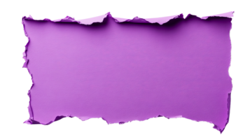 Purple torn paper with jagged edges and a rough texture background, cut out transparent png