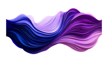 Abstract wave design with violet color gradient, cut out transparent png