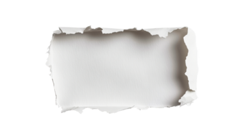 Torn white paper with rough edges forms square, cut out transparent png