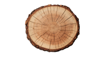 Tree trunk cross section with rings, wood texture, cut out transparent png