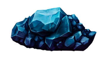 Sparkling blue crystal formation with geometric shapes, cut out transparent png