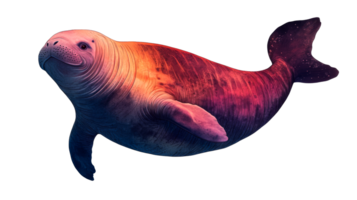 Seal illustration with color gradient, aquatic mammal, cut out transparent png