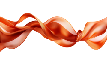 Elegant orange fabric flowing, soft textile design element, cut out transparent png