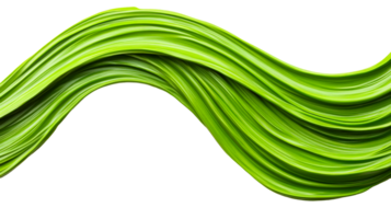 Flowing green brushstroke, artistic wave design, abstract rendering, cut out transparent png