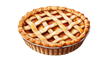 Apple pie with lattice crust, appetizing dessert, baked, cut out transparent png