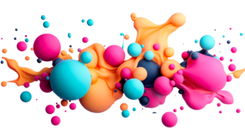 Vibrant balls, fluid, and shapes create dynamic design, cut out transparent png