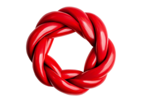 Twisted Red Rope Torus Knot, Smooth Surface, Abstract Ring, cut out transparent png