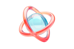 Glass atom with two orbits, technology connection, cut out transparent png