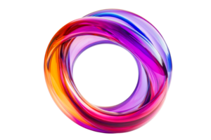 Twisted glossy loop, vibrant colors, abstract design element, cut out transparent png