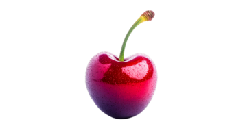 Fresh cherry with water droplets on transparent background png