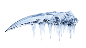 Sharp ice formation with intricate details on transparent background png
