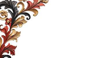 Ornate floral design in rich colors on a transparent background png