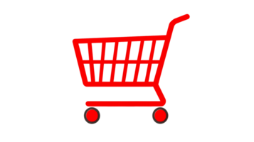 Red shopping cart icon on a transparent background for design use png