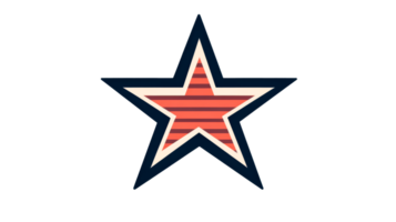Retro star design with a striped pattern on a transparent background png
