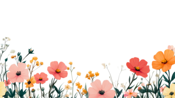 Vibrant wildflowers blooming with various colors on a clear background png