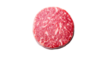 High quality marbled beef patty with transparent background png