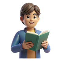 elegant rustic Diligent student reading a textbook high resolution png