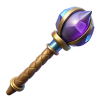 beautiful artistic A powerful wizard's staff, topped with a pulsating crystal orb high resolution png