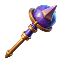 impressive rustic A powerful wizard's staff, topped with a pulsating crystal orb authentic png