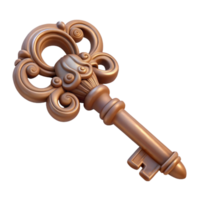 vibrant modern A single, ancient key with intricate carvings professional png