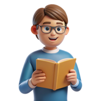 impressive rustic Reading student, book, high resolution png