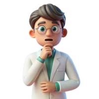 impressive artistic Thinking scientist, lab coat, premium png