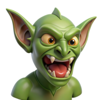 elegant abstract A snarling goblin with sharp teeth professional png