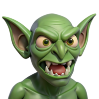 dramatic creative A snarling goblin with sharp teeth authentic png