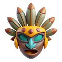 vibrant abstract A stylized, tribal mask with feathers detailed png