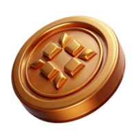 vibrant minimalist A single, ancient coin with indecipherable markings premium png