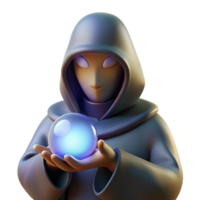 dramatic rustic A mysterious, hooded figure, holding a glowing orb authentic png