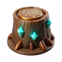 magnificent abstract A single, stylized tree stump, with glowing runes authentic png