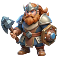 extraordinary abstract A battle-ready dwarf warrior, wielding a warhammer, armored, premium png
