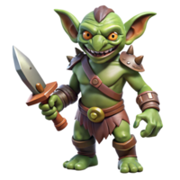 elegant artistic A menacing goblin, holding a rusty dagger authentic png
