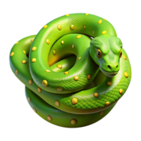 stunning artistic A slithering green tree python, coiled, high quality png