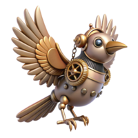 extraordinary classic Steampunk mechanical bird with flapping wings and intricate gears high quality png