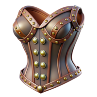 magnificent modern Steampunk corset with intricate lacing and metallic rivets high resolution png