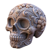 beautiful rustic A stylized human skull with intricate floral patterns, genuine png