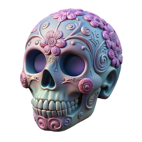 dramatic abstract A stylized human skull with intricate floral patterns, professional png
