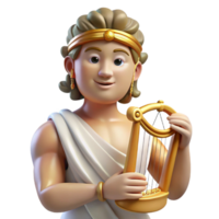 serene creative Apollo, God of Music and Light, holding lyre, serene expression, original png