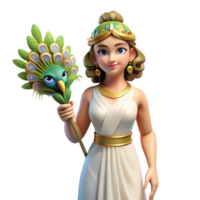 impressive rustic Hera, Greek goddess, with a peacock feather high quality png